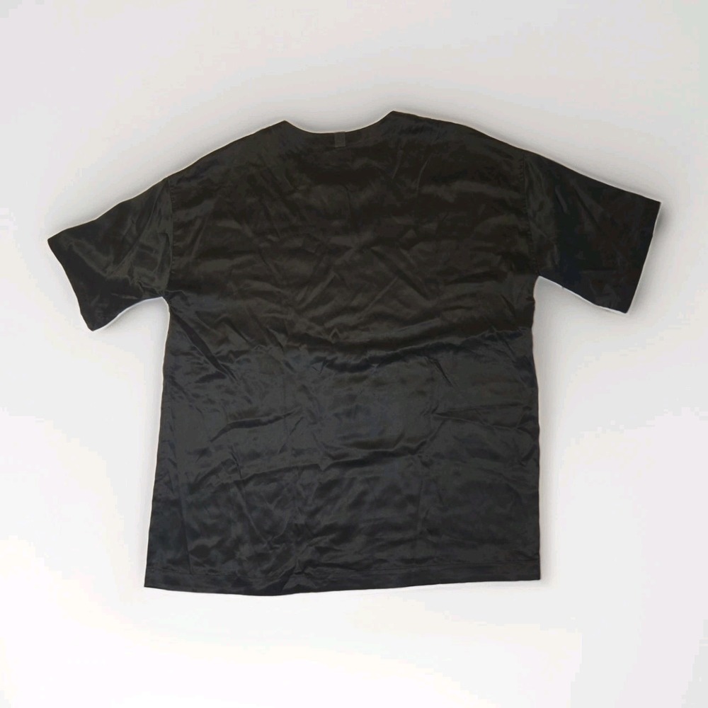 Lahgo Lunya Silk Henley Sleep Shirt Mens Large Black Oversized Relaxed PJ Top - Picture 3 of 4